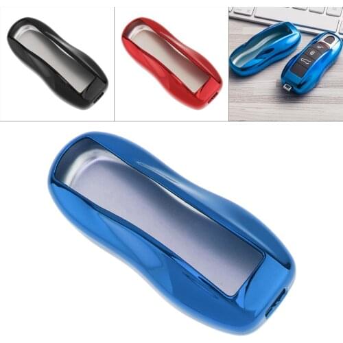 2 Colors TPU Straight Plate Car Key Case Holder Protector Fit for Porsche Macan Boxster Cayman Cayenne Carrera