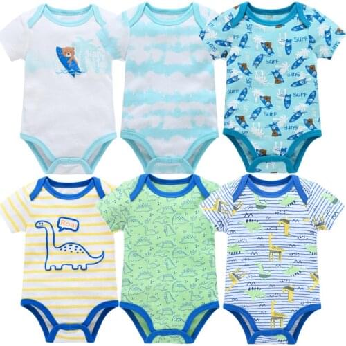 2021 6PCS Newborn Baby Boy Clothes Bodysuits Unicorn Cotton Baby Girl Clothes Cartoon Girls Baby Clothing Jumpsuits Bodysuits