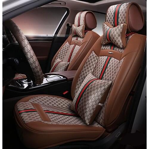 2021Seat Covers For Sedan SUV Durable Leather Adjustable Five Seats Cushion Mats For Women Multi Fashion Design