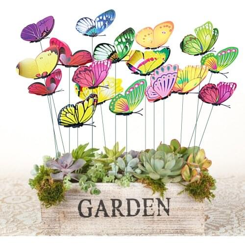 24pcs Butterfly Stakes Patio Outdoor Yard Planter Flower Pot Bed Garden Decor Butterflies Party Garden Plant Decoration 2021