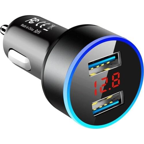 3.1A Dual USB Car Charger With LED Display Universal Mobile Phone Car Chargers Fast Charging Adapter