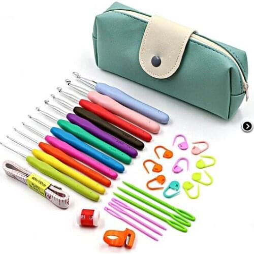 30 pcs Crochet Sticks Storage Bag Yarn Knitting Crochet Hooks Set Yarn Craft Kit Needles Sewing Tools Safety Pins Crochet Tools