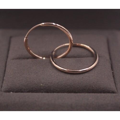 Au750 Real 18K Rose Yellow Gold Earrings Perfect Smooth Womans Hoop 18mmDia Best Gift Jewelry