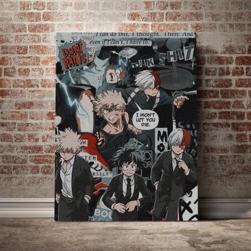 Deku and Todoroki Bakugo Aesthetic Anime Canvas Wall Art Printed Pictures Poster Paintings Home Decoration Modular Living Room