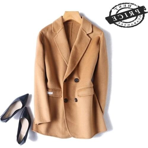 Spring Autumn 100% Wool Coat Female Manteau Femme Hiver 2021 Korean Elegant Ladies Woolen Jacket Women Blend Coats LW2203