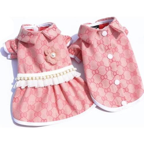 VEITGO Elegant Pet Dress Sweetie Bowknot Dogs Tutu Dress with Pearl Cute Spring Summer Puppy Clothes for Girls Dogs Cats XS-5XL