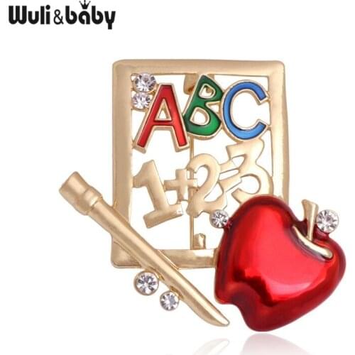 Wuli&baby Enamel Pencil Book Brooches Unisex Student Teacher School Party Office Brooch Pins