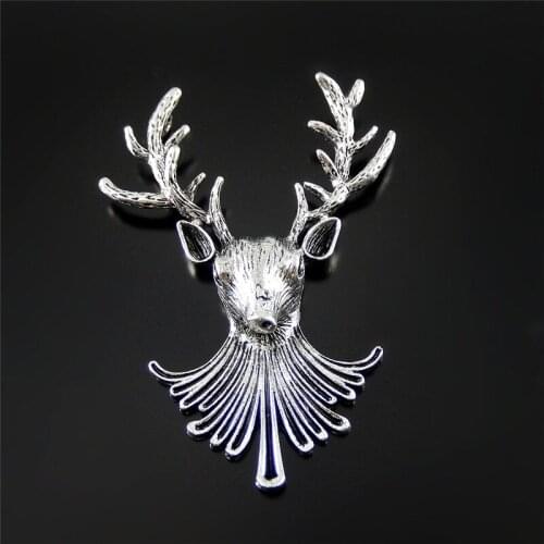 Julie Wang 4 pcs Antique Silver Color Imitation Head of Animal Charm Hanging Pendants Jewelry Bracelet Accessories 25*20*4mm