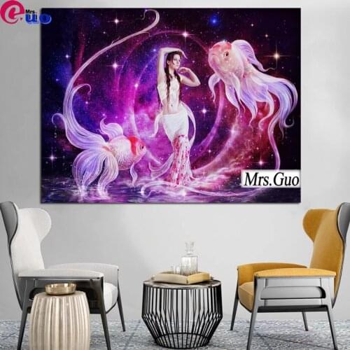 Full Square Round 5D DIY Diamond Painting Kits Constellation Pisces Woman Embroidery Diamond Mosaic Cross stitch Home Decor Art