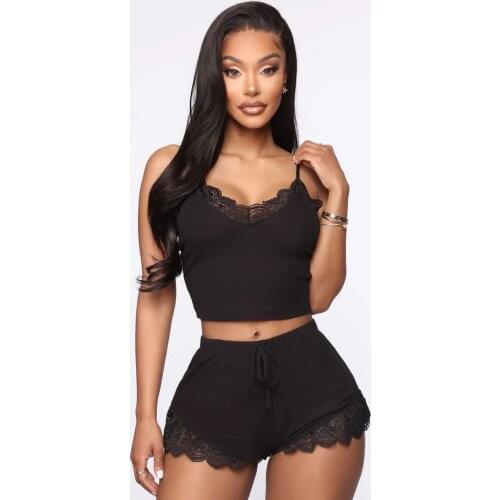 New Fashion Women Ladies Summer Sexy Casual Sleeveless Tops Shorts Pajamas Sets Female Solid Color Homewear Sleepwear Black Gray