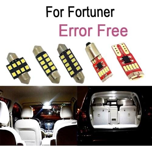 Nice White Canbus Error Free interior LED light Dome Map indoor bulb kit package For Toyota Fortuner MK1 MK2 (2005-2019)