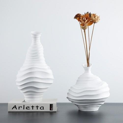 European-style aesthetic resin creative white vase high-grade gray space living room model room home soft decoration decoration