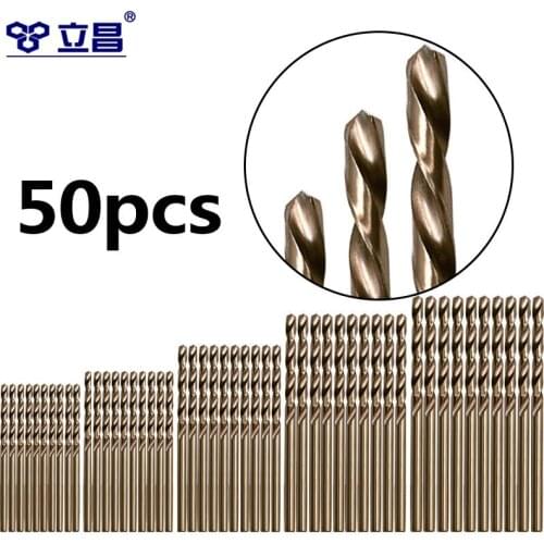LICHANG 50pcs Tools Mini Twist Drills Bit Set Battery Cobalt Metal Wood HSS High Speed Steel High Quality Power 1/1.5/2/2.5/3mm