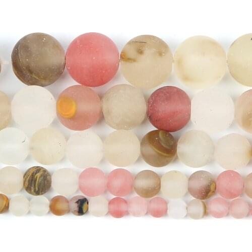 Matte Natural Stone Beads Watermelon Agates Round Loose Beads For Jewelry Making Needlework DIY Bracelet Accessories 6 8 10 MM