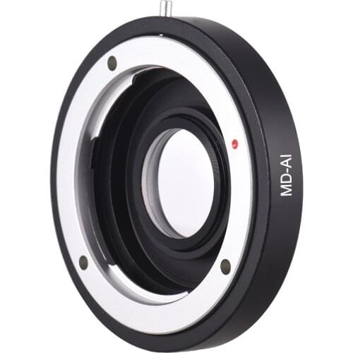 MD-AI Lens Mount Adapter Ring with Glass Lens for Minolta MD MC Mount Lens to Fit for Nikon AI F Mount Camera