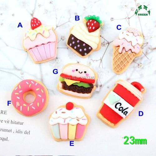 Cute Resin Cake Donut Flat back Cabochons 20pcs Hamber Scrapbooking DIY Jewelry Craft Decoration Accessories
