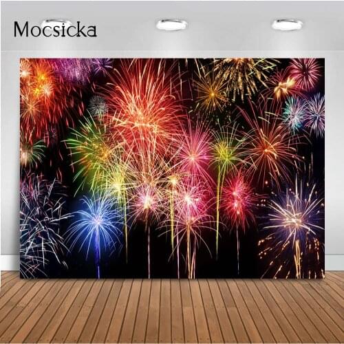 Mocsicka 2021 New Year Fireworks Backdrop New Year Party Decoration Firework Photography Background Firecracker Polka Dots Props