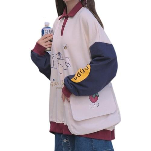 Fashion print hoodie Unisex couple polo style student Lapel T-shirt sweatshirt Hot Sale