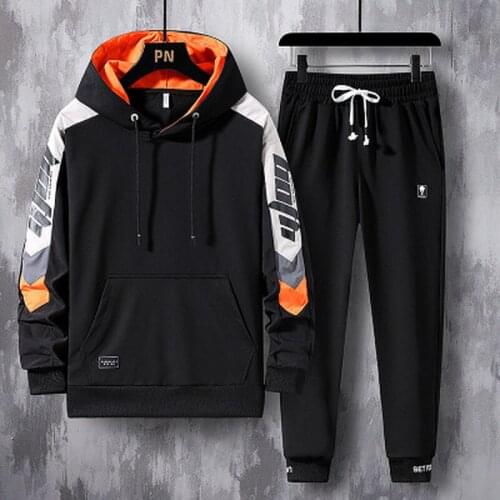 2021 Autumn Winter Tracksuit Men Casual Set Long Sleeve Sports Suit Fashion Mens Two Pieces Set Jacket+Pants Clothing Plus Size