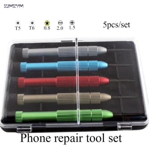 Hot sale 5 in 1 multifunction screwdriver set 0.8MM/1.5MM/2.0MM/T5/T6 Disassemble tool for iphone and electronic product