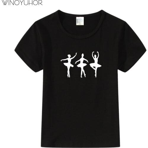 2020 New Summer Fashion Ballet Ballerina Dance Clothes For Kids Ballet Girl Print T Shirt Kawaii Girls Short Sleeve T-shirt