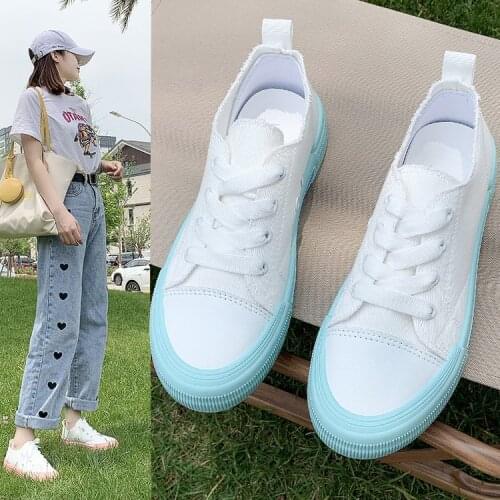2021 New Canvas Shoes for Women Summer Thin Fashion Casual Trend round Toe Pumps Women