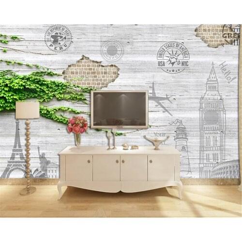 Beibehang Custom wallpaper European architecture nostalgia brick wall painting home decor tv couch background wall 3d wallpaper
