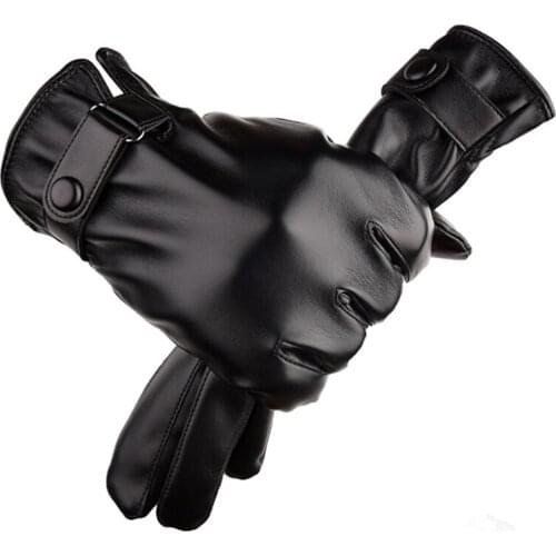 2020 Winter Mens Black Fashion Business Warm Pu Leather Gloves Handschoenen Glove Hands Cycling Touch Screen Invierno Guantes
