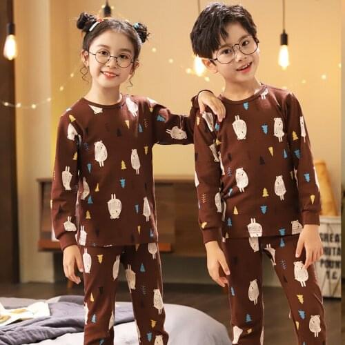 Boy And Girl Winter Pajamas Sets Kids Pajamas for 3 To 14 Years Girl Winter Clothes Pijama Ninos Sleepwear Animal Pajama