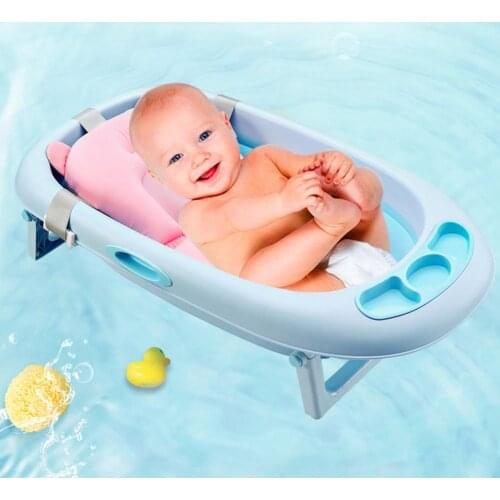 Portable Baby Shower Air Cushion Bed Babies Infant Baby Bath Pad Non-Slip Bathtub Mat Newborn Baby Safety Security Bath Seat