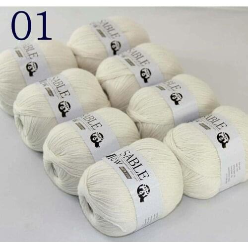 Sale Super Soft 8X50g Pure Sable Cashmere Wrap Shawls Hand Knit Wool Crochet White 24301-8