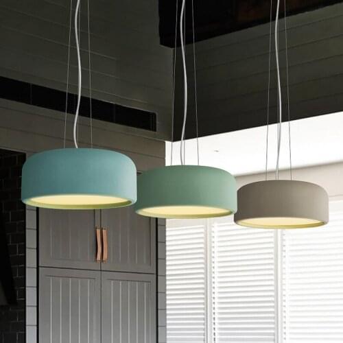 Modern minimalist Nordic led Chandeliers Lights creative dining room bedroom balcony LED Round Macaron color chandelier fixtures