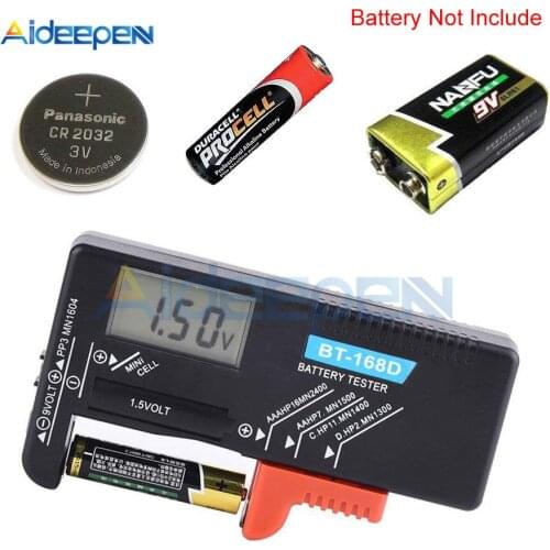 BT168D Digital Battery Capacity Tester LCD BT-168D Checker for 9V 1.5V AA AAA Cell C D Batteries Meter Indicate Tester Checker
