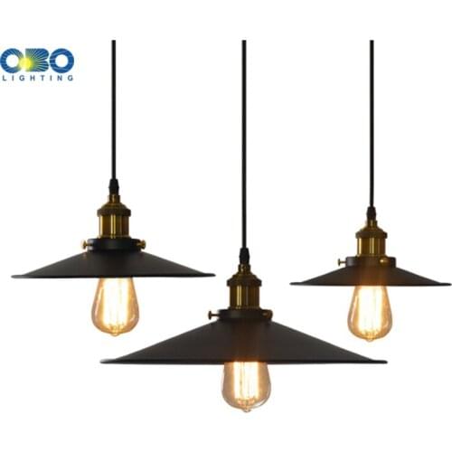 Vintage Pendant Lamp Black Lampshade Edison Lamp Base E27 Dining Hall/Bar Vounter/Cafe Indoor Lightings LED Pendant Lights