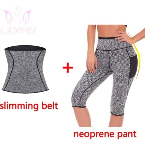 LANFEI Waist Trainer Body Shaper Belt and Pants Neoprene Slimming Sweat Corset Women Leggings Trimmer Trousers for Fat Burner