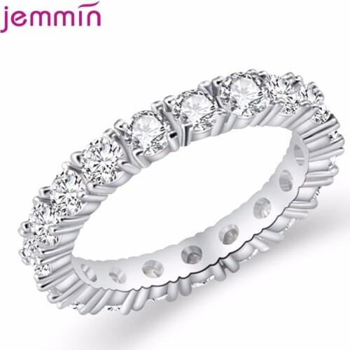 Korean 925 Sterling Silver Rings For Women Simple 2021 Classic Clear Cubic Zircon Wedding Ring Female Jewelry Anillos Mujer