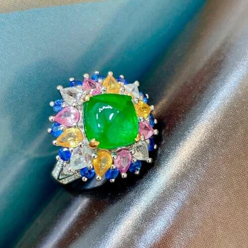 LR713 Emerald Ring 3.3ct Pure 18K Gold Jewelry Nature Vivid Green Emerald Gemstone Diamond Female Rings for women Fine Ring