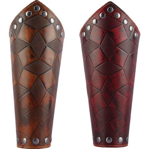 1 Pair Archery Arm Armor Bracer Handmade PU Leather Arrow Bow Shooting Protector Accessories Cuff Cross String Steampunk Cosplay