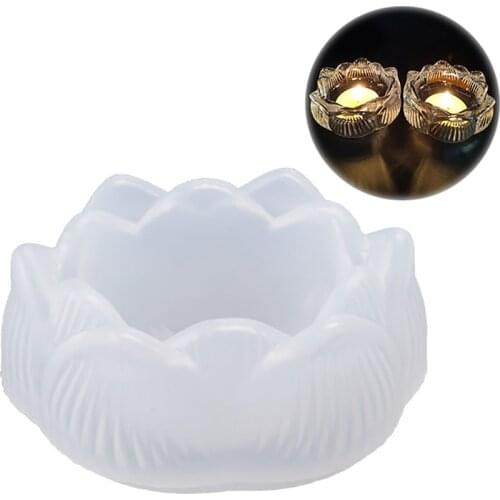 1pcs 3D Lotus Candle Holder Silicone Mold Storage Box Epoxy Resin Mould Ornament For DIY Household Candle Ashtray Craft Making