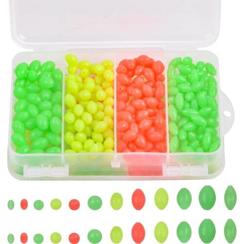 Hyaena 1000pcs Mixed Size Plastic Glow Fishing Beads Round Oval Luminous Fishing Floating Fishing Lure Set with Fishing Tackle