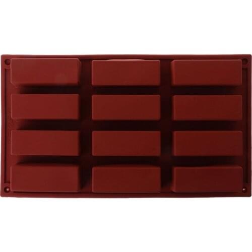 12 Cavity Rectangle Silicone Soap Cake Mold Candy Baking Bakeware Mould Ice Cube Tray Handmade DIY