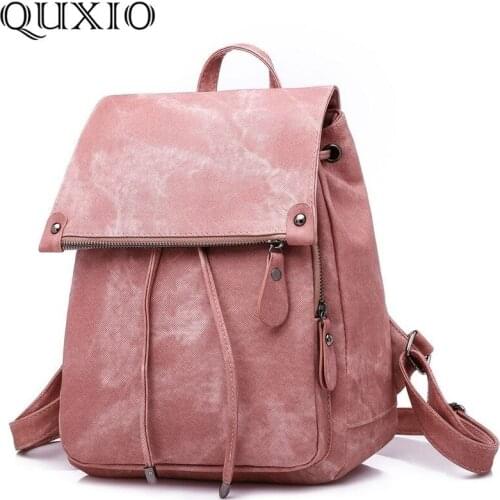 2018 New Fashion Casual Ladies Pleated Imitation Denim PU High Quality Guaranteed Backpack ZZL34