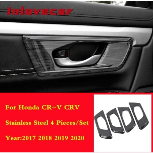 2017-2020 for Honda CR-V CRV Car Inner Door Bowl Protector Frame Panel Cover Trim Auto Stainless Steel Interior Accessories 4pcs