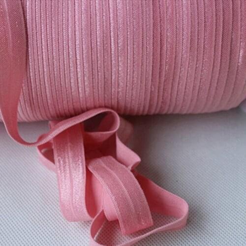 5/8" Solid Color Fold Over Elastic Ribbon #151-Peony for headwear, hair accessories, 81colors are available, 50yards/lot