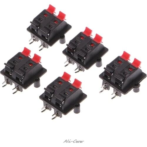 5Pcs Double Row 4 Position Cable Clip Push Type Speaker Terminal Panel Connector