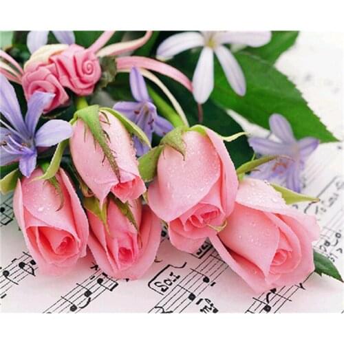 DIY Diamond Painting Crystal Diamond Cross Stitch Embroidery Flower music rose Square Drill 100% Full! Home Decor pattern A5081R