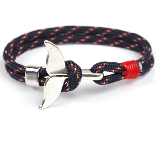 Anchor Ocean Whale Tail Bracelet Parachute Cord Hand-Woven Rope Mens Bracelet