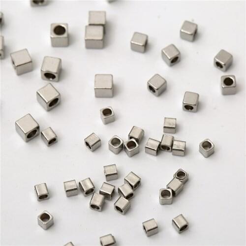 50Pcs 2mm 2.5mm 3mm Stainless Steel Big Hole Beads For DIY Charm Bracelets Seed Loose Spacer Beads Jewelry Making Findings