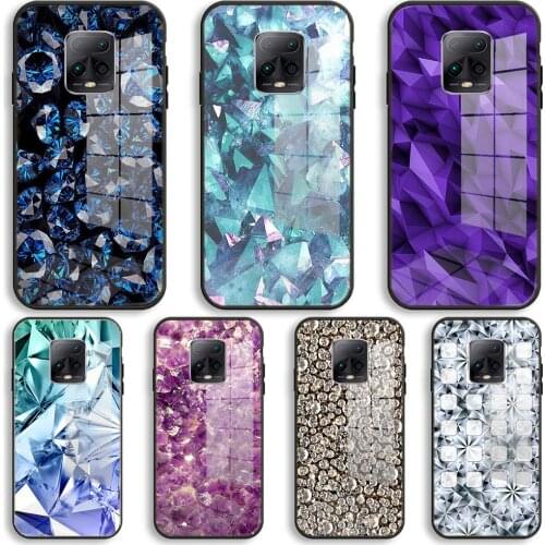 Crystal Diamond design Silicone Glass Phone Case For Xiaomi Redmi 9A 8A 7A Note 9 8 7 Pro Y3 9S 8T Balck Cover