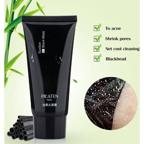 Pilaten Black Facial Mask Blackhead Bamboo Charcoal Face Deep Cleansing Black Mud Mask Remover Blackhead Skin Care Tools